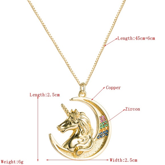MoonUnicorn Pendant with multicolor zircon stones - Picture 6 of 6